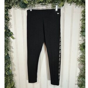 PINK Victoria's Secret Yoga Leggings LARGE Gray Athleisure Activewear Workout